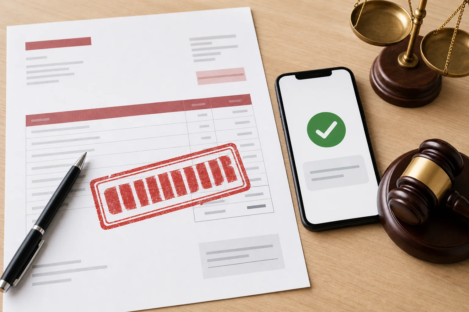 Overdue invoice document with a legal gavel representing freelancer payment recovery rights in India