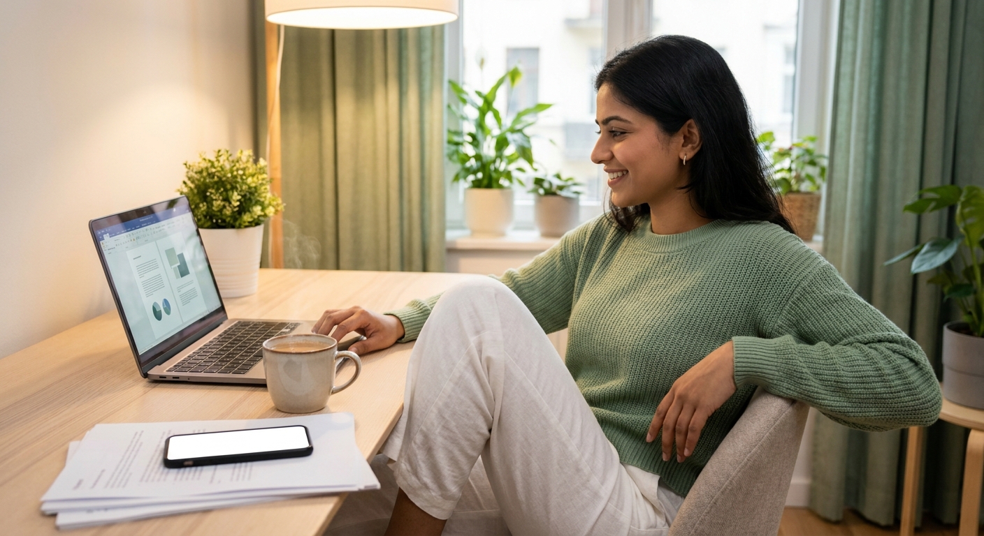 person reviewing legal consultation fees on laptop at home in India