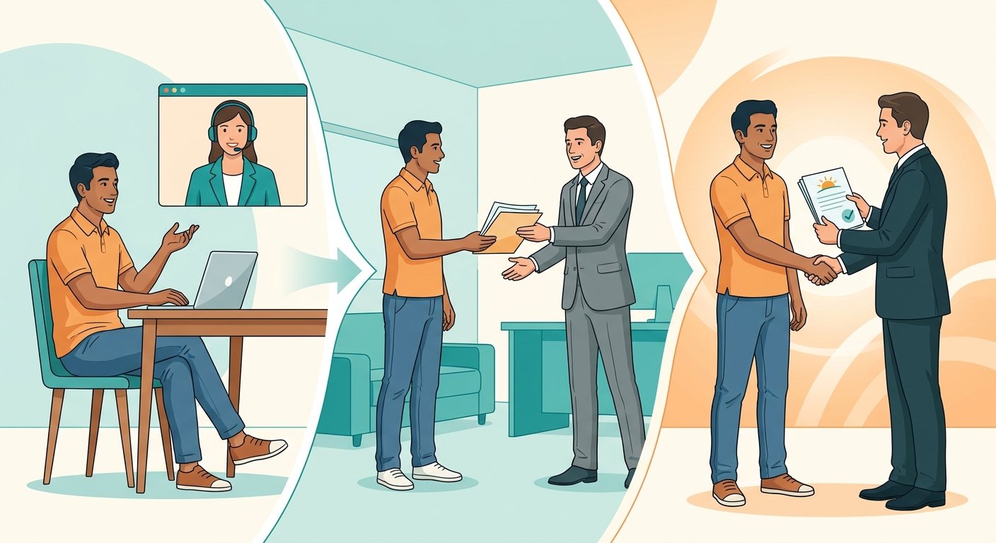 legal case manager guiding Indian client through step-by-step legal consultation process