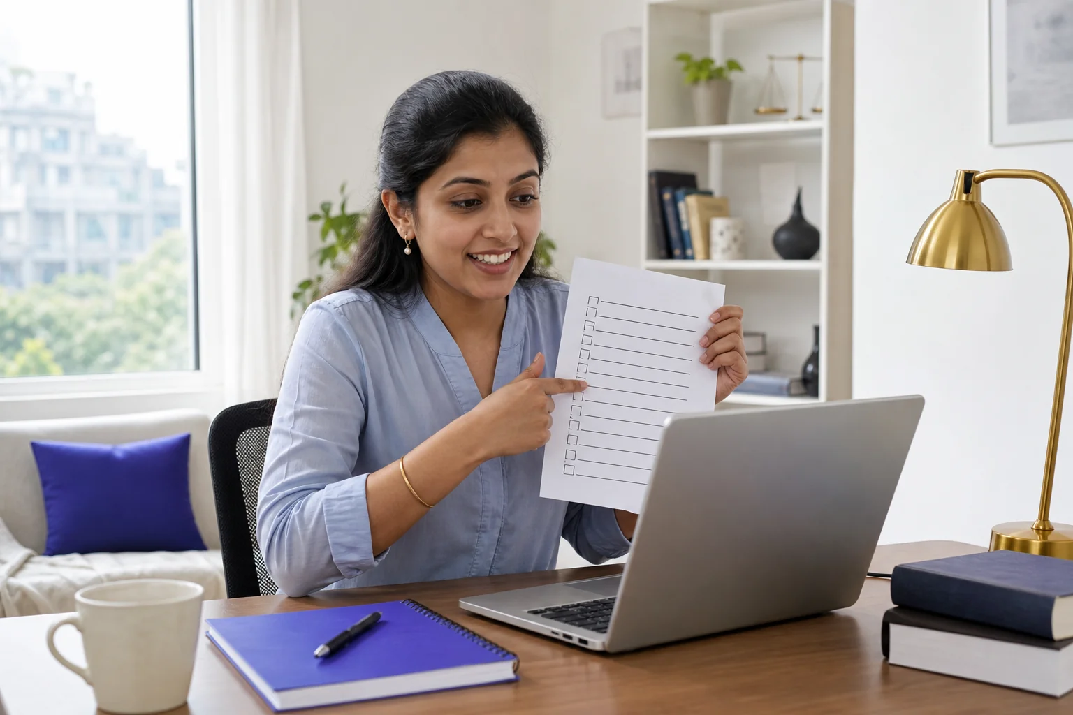 Legal case manager reviewing a checklist with a client over video call, representing dedicated support during power of attorney drafting