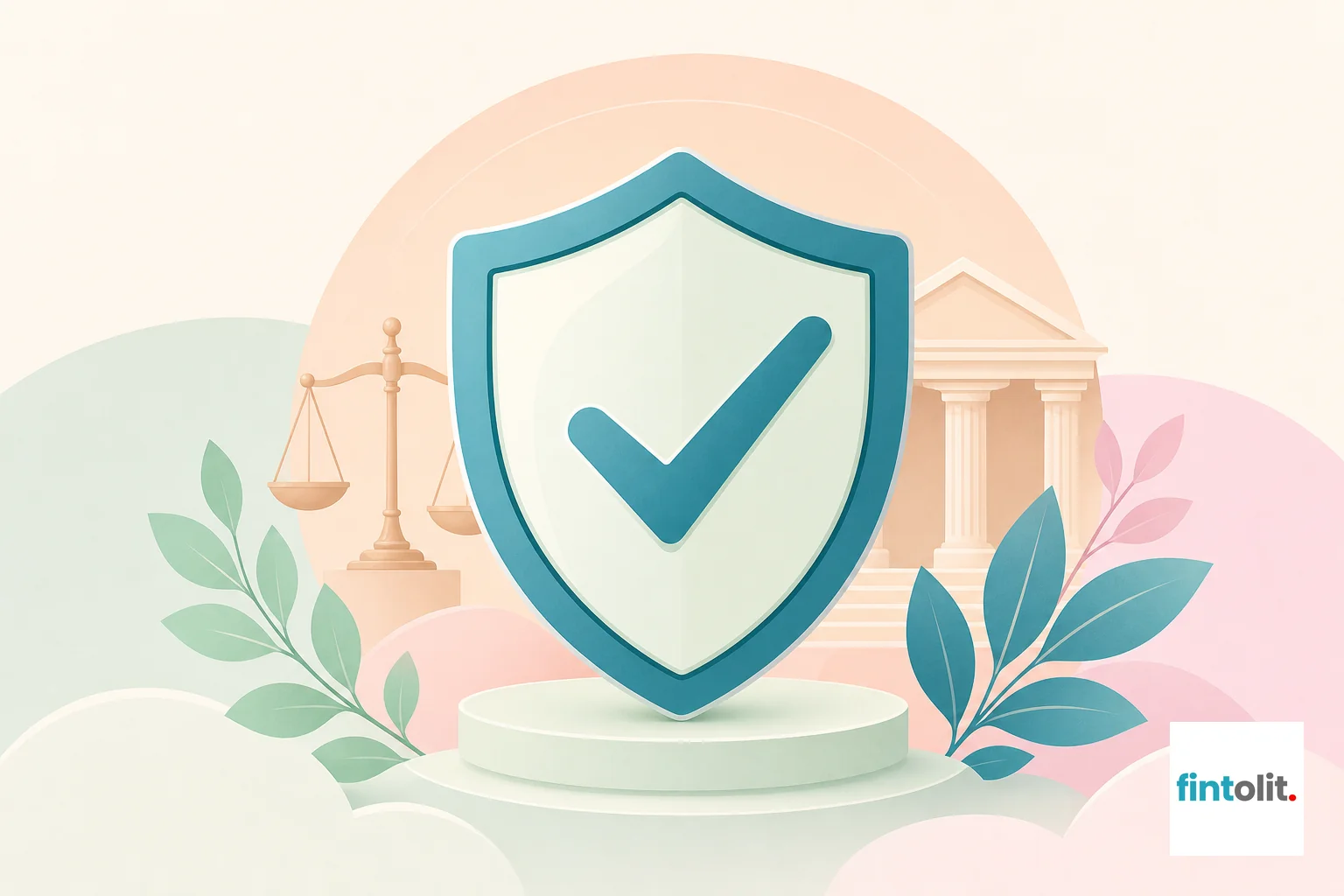 Symbolic illustration of trust and verified legal protection. Verified Trust Seal style: modern minimal illustration of a shield with a checkmark, symbolizing legal protection and a verified lawyer, clean lines, no readable text, soft