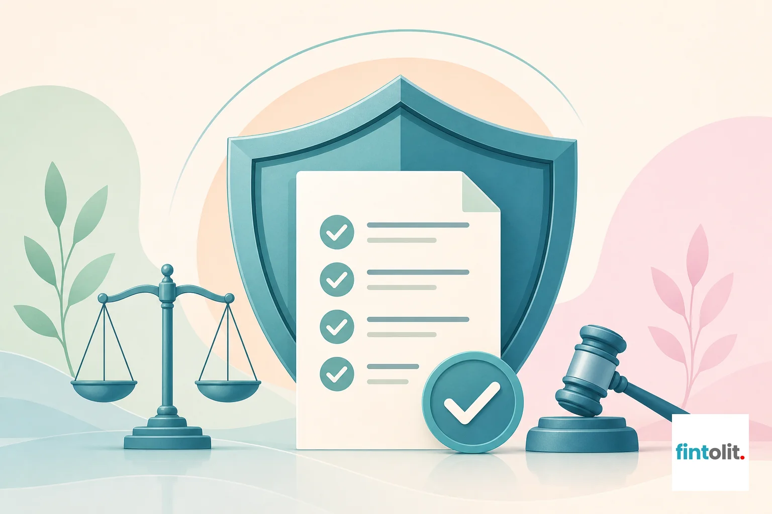 Illustration symbolizing verified trust and preparedness for legal process. Modern minimal illustration style with clean lines and one clear symbolic focal element representing a verified document checklist or shield of trust for a legal
