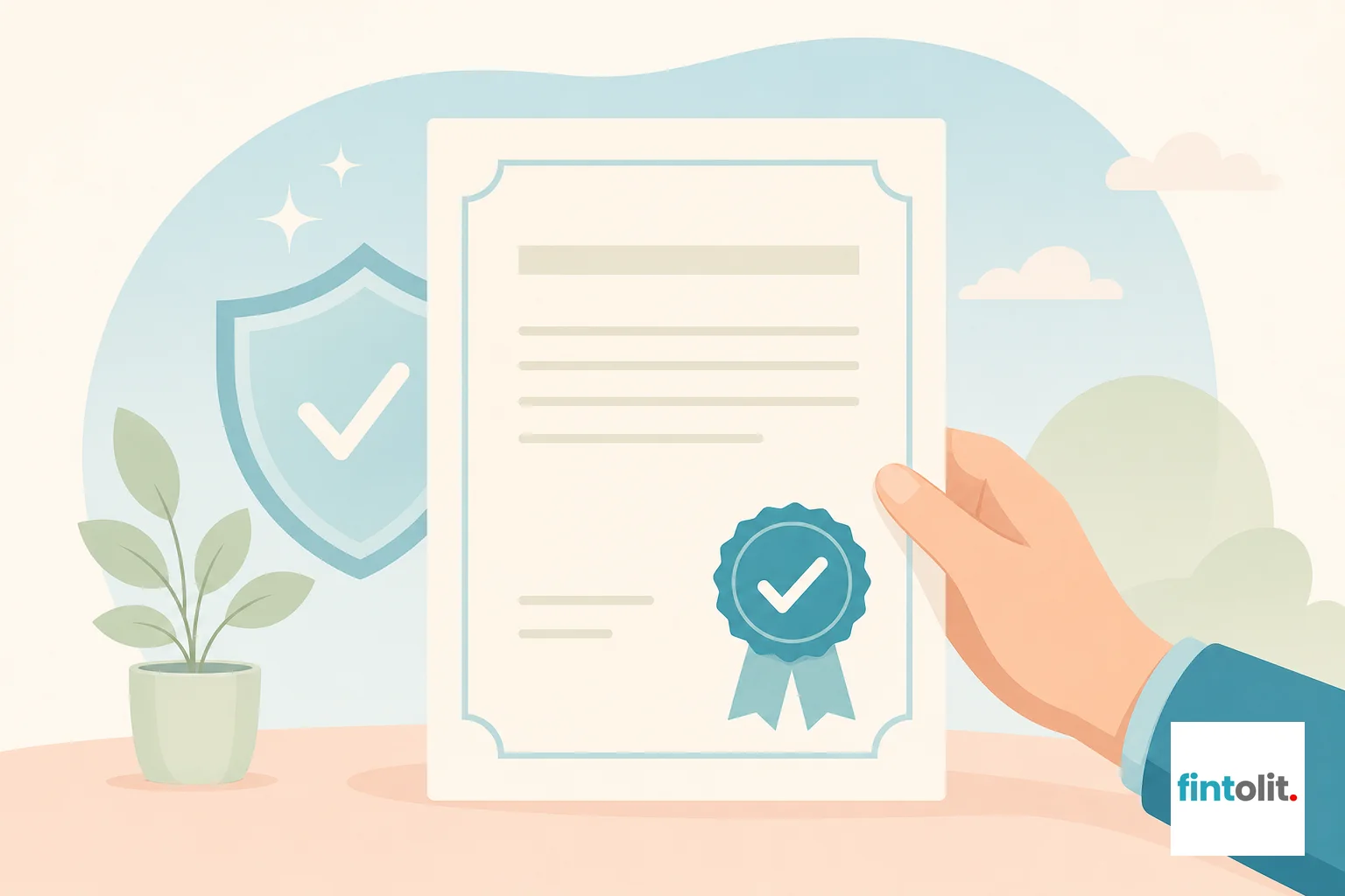Illustration symbolizing verification of legal succession documents. Modern minimal illustration style with clean lines and one clear symbolic focal element drawn from the article's subject: a document with a checkmark seal representing a